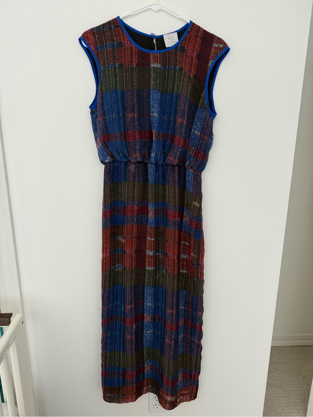 HD in Paris Multicolor Striped Maxi Dress with Blue Trim